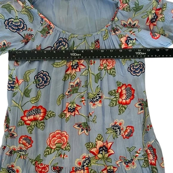 Loft Petites Size XXSP Light Blue Midi Dress with Flowers NWOT - Picture 5 of 8